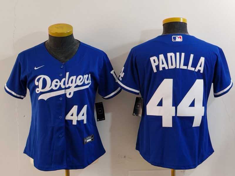 Womens Los Angeles Dodgers #44 Vicente Padilla Number Blue Cool Base Stitched Jerseys